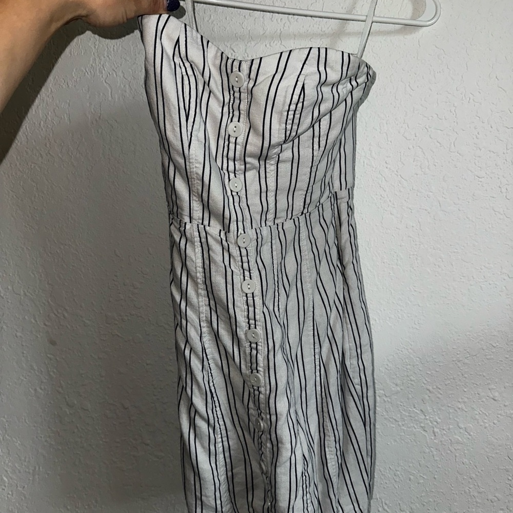 Kimchi Blue Cream and Navy Stripped Mini Dress with Button Details